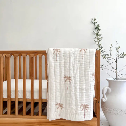 Cot Quilt ~ Cotton Filled ~ Nude Palm - Seekaboo