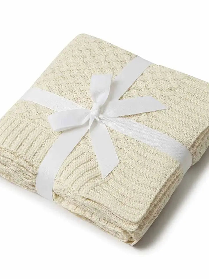 Cream Diamond Knit Organic Baby Blanket - Snuggle Hunny