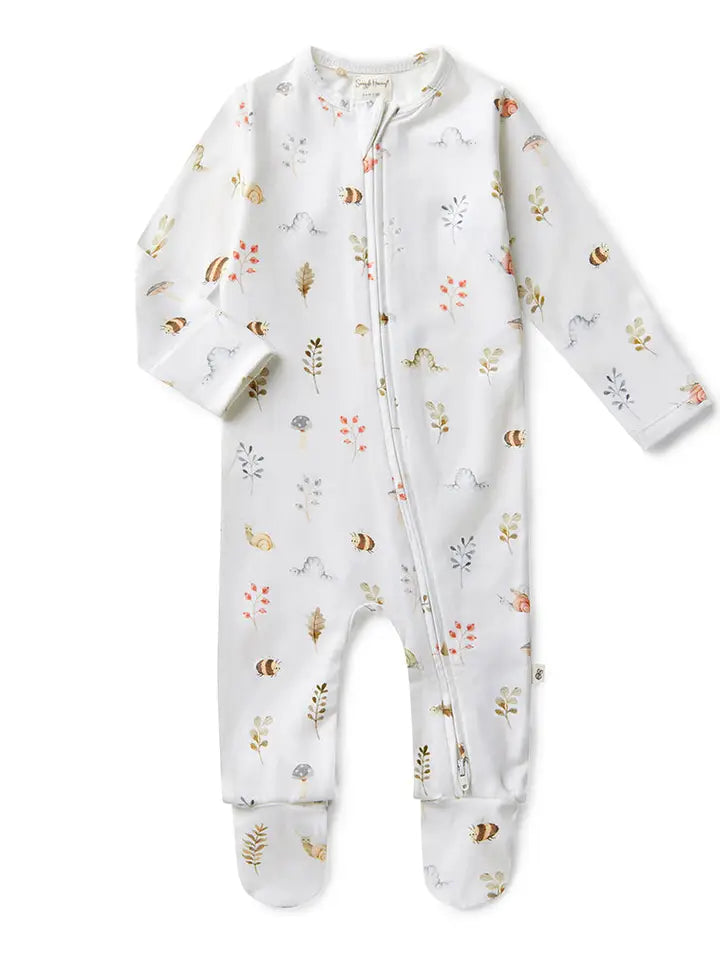 Garden Friends Organic Snuggle Sleepsuit Zip Footie - Snuggle Hunny