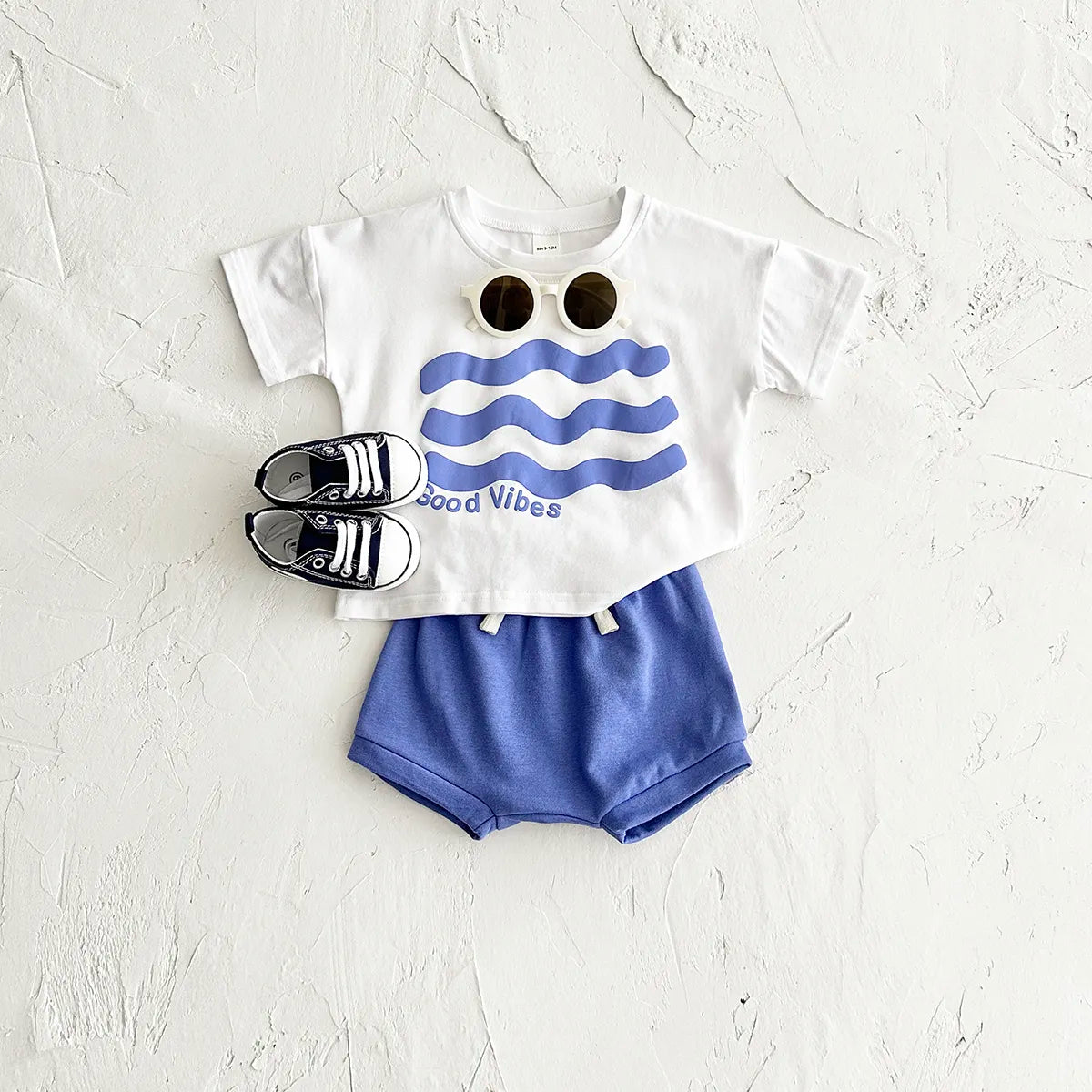 Blue Good Vibes Short sleeve T-shirt Two-piece